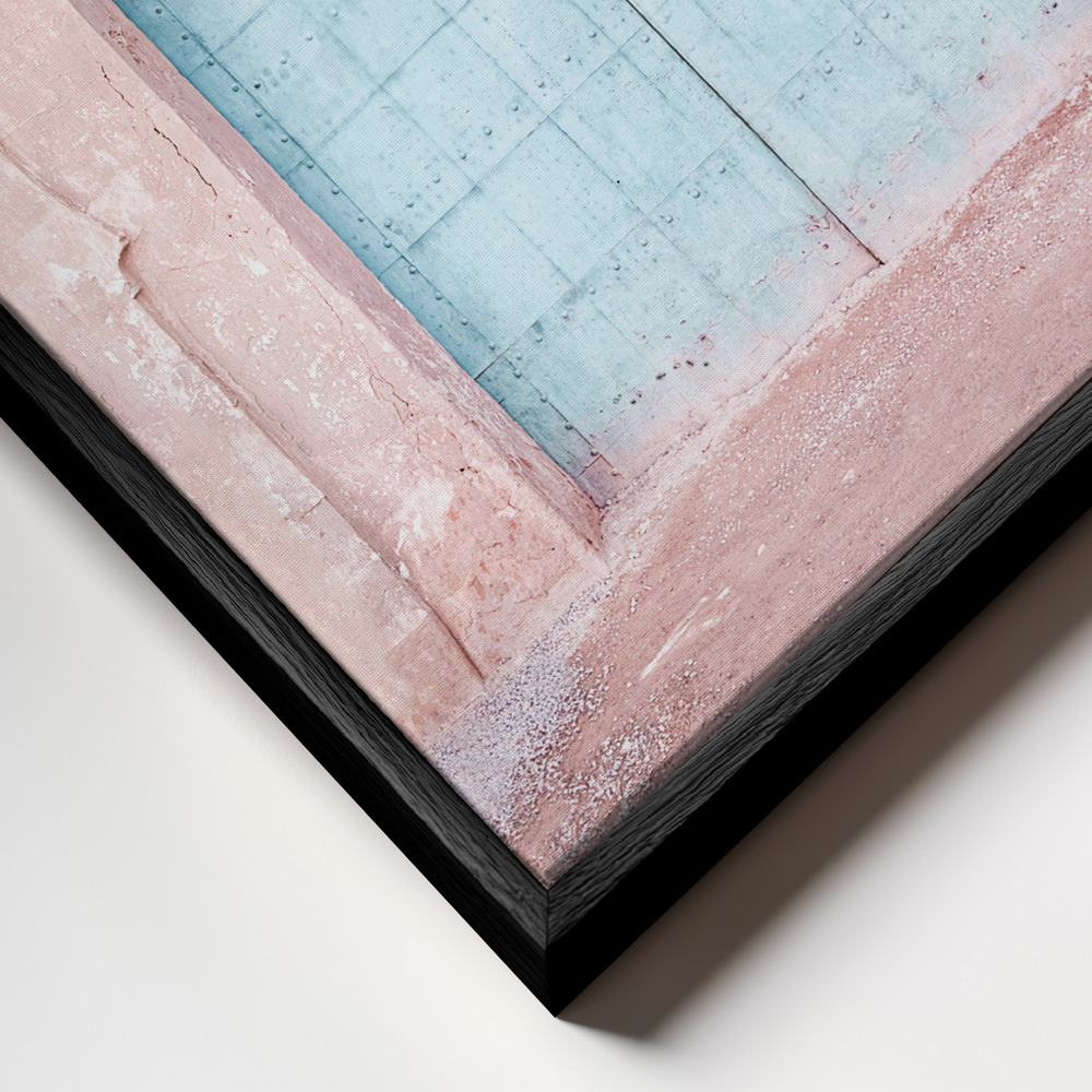 Canvas schilderi - Turquoise Door frame close-up - zwart frame