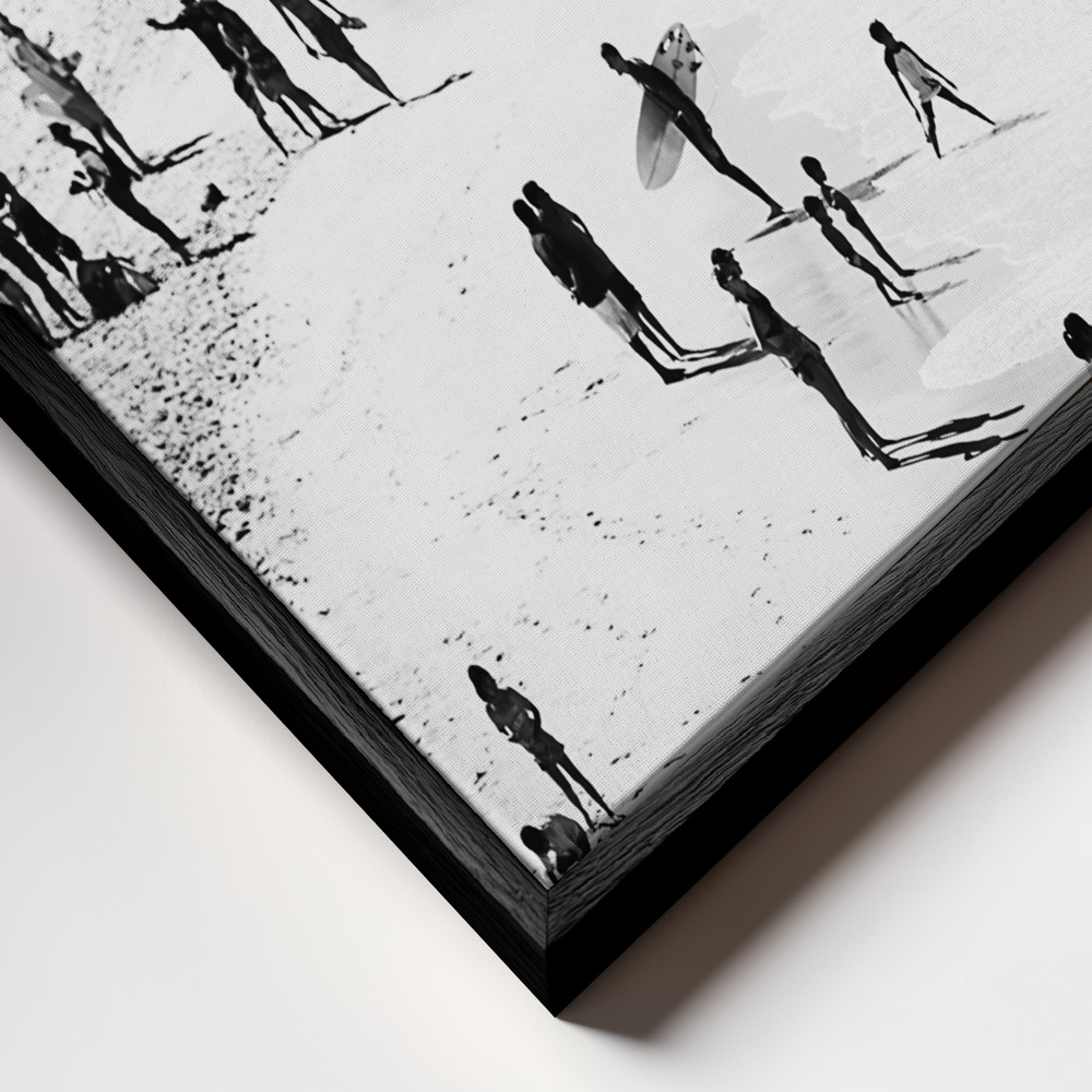 Toile - Beach Silhouettes cadre en gros plan - cadre noir