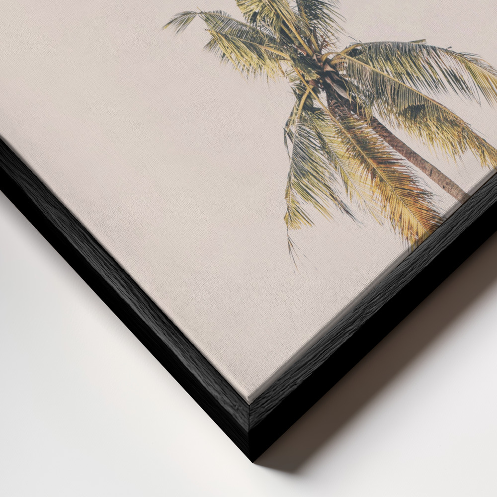 Toile - Tropical Palms cadre en gros plan - cadre noir