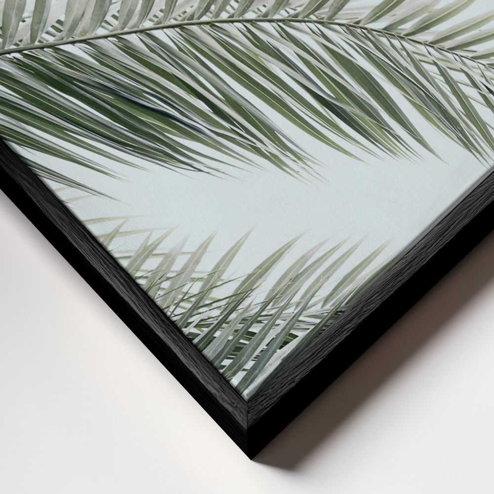 Canvas schilderi - Blue Palms frame close-up - zwart frame
