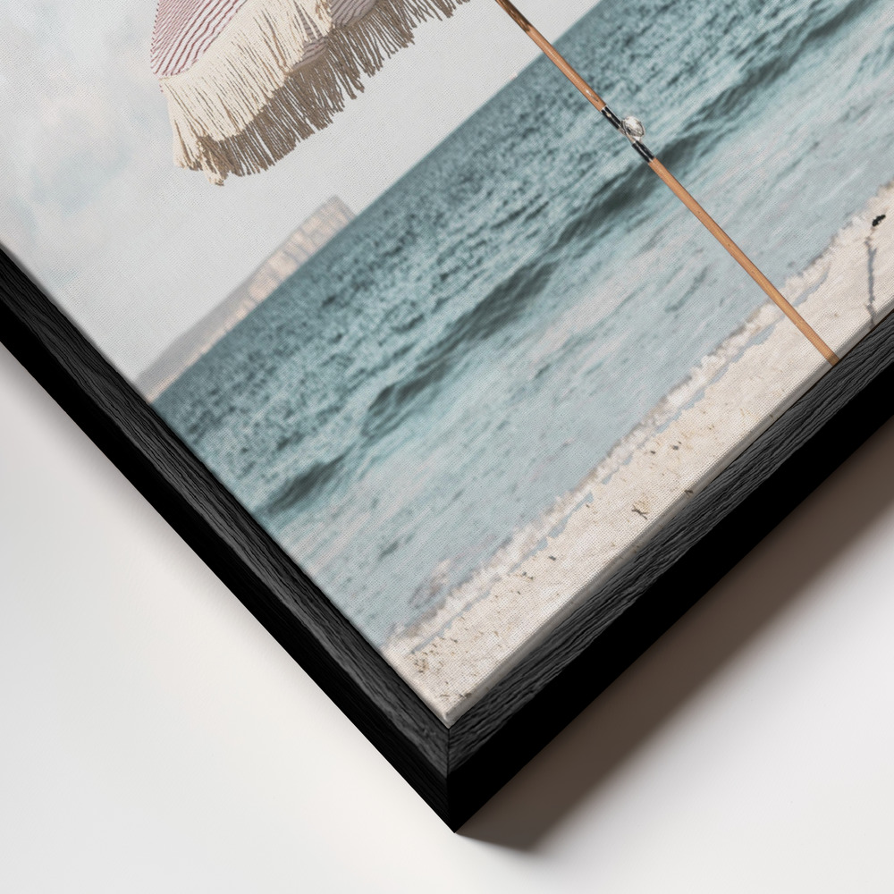 Canvas print - Pink Umbrella frame close up - black frame