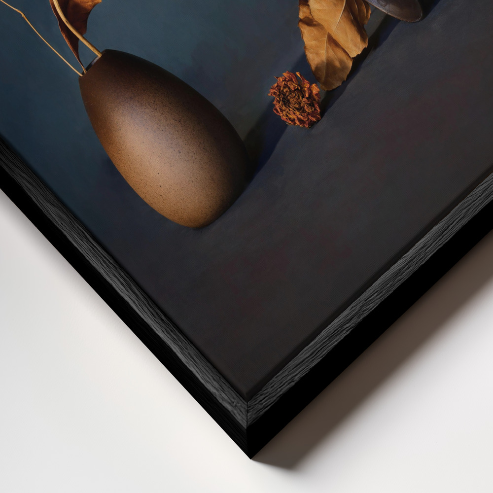 Obraz na płótnie - Dried Flower zbliżenie ramki - czarna ramka