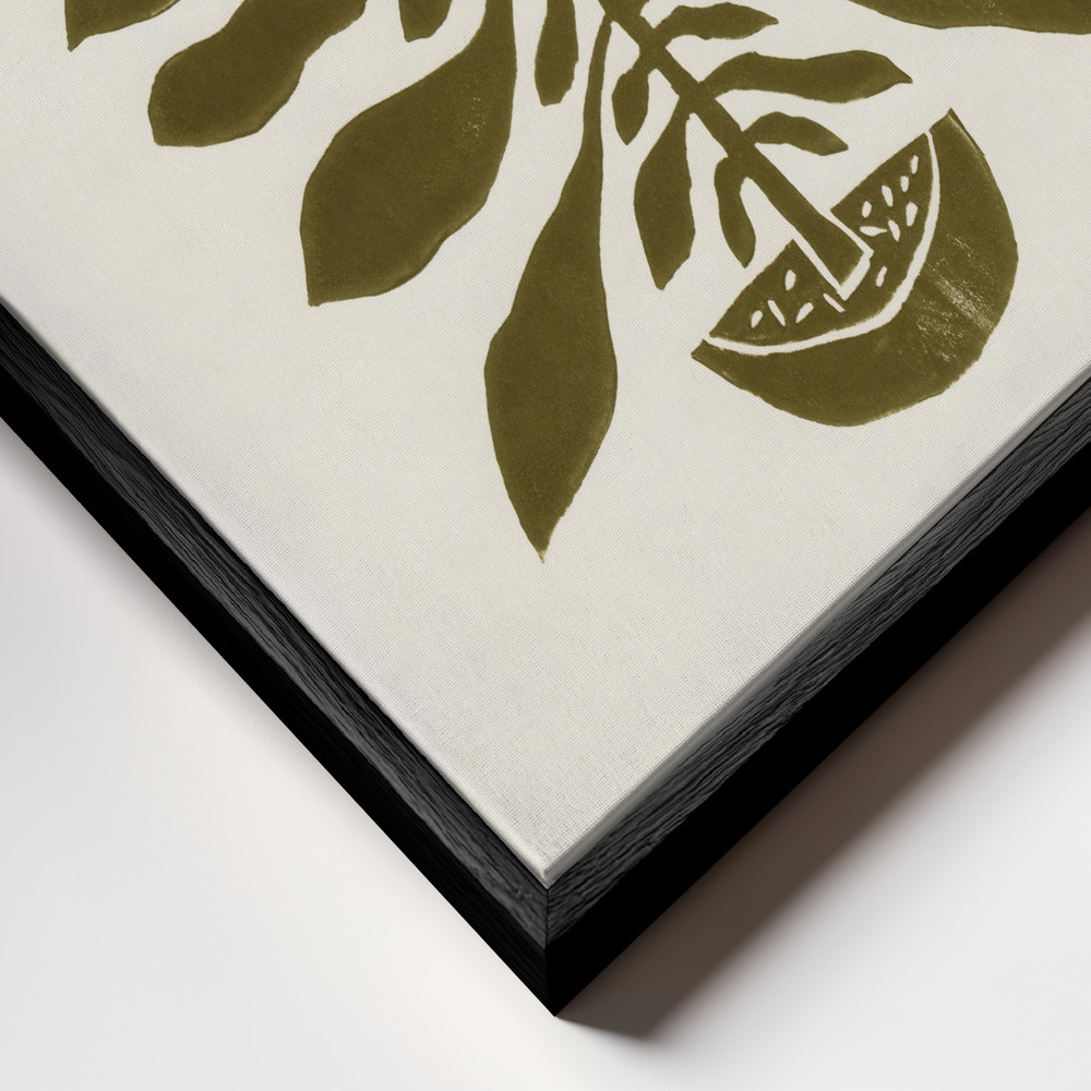 Canvas schilderi - Ne Hundred-Leaved Plant #22 / Lino Print frame close-up - zwart frame