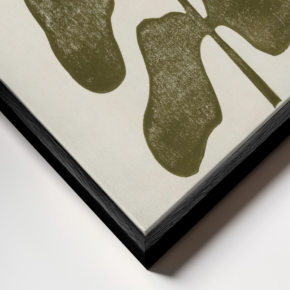 Canvastavla Linocut Plant - Tavla ram närbild - svart ram