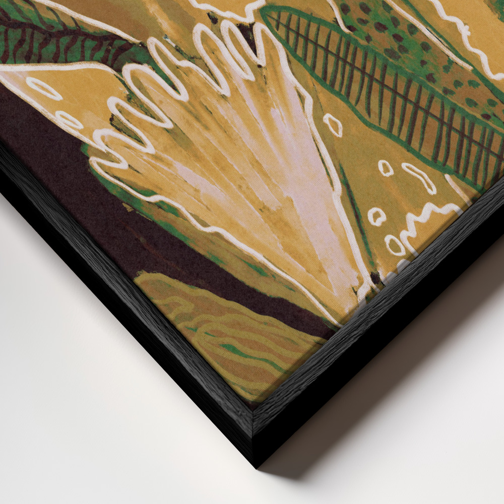 Canvastavla Magic Wildflowers / Yellow & Green - Tavla ram närbild - svart ram