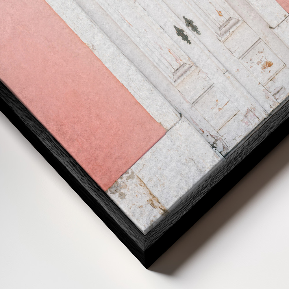 Canvas taulu - The white door Lisbon kehys lähikuvassa - musta kehys