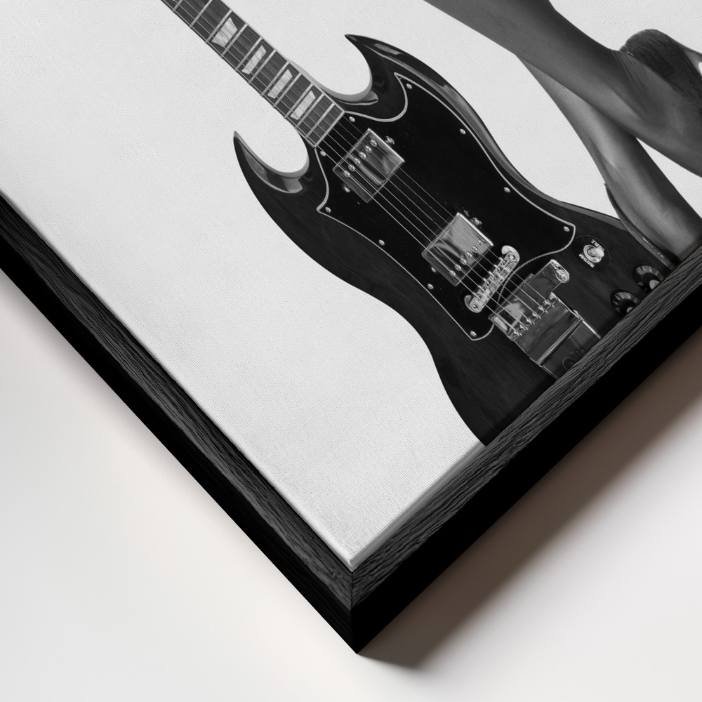 Toile - Lady And The Gibson cadre en gros plan - cadre noir