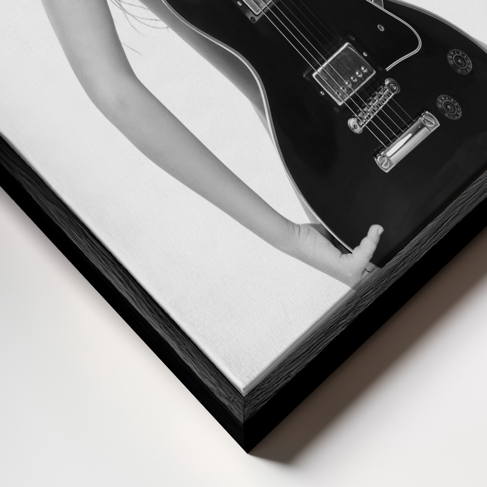 Toile - Lady And The Les Paul cadre en gros plan - cadre noir