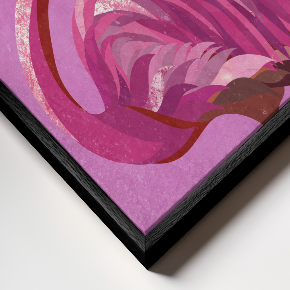 Leinwandbild - Magenta Metallic Flamingo rahmen Nahaufnahme - schwarzer Rahmen