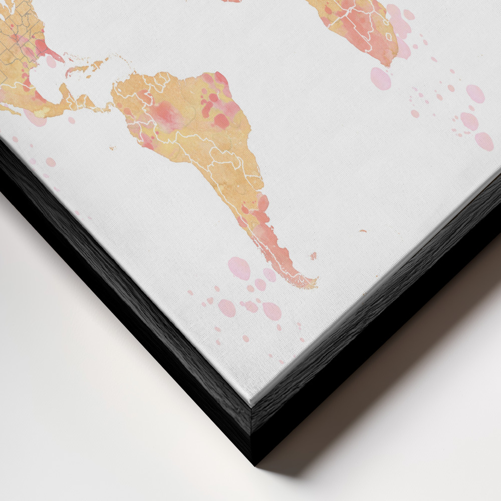 Canvas taulu - Amanda world map silhouette kehys lähikuvassa - musta kehys