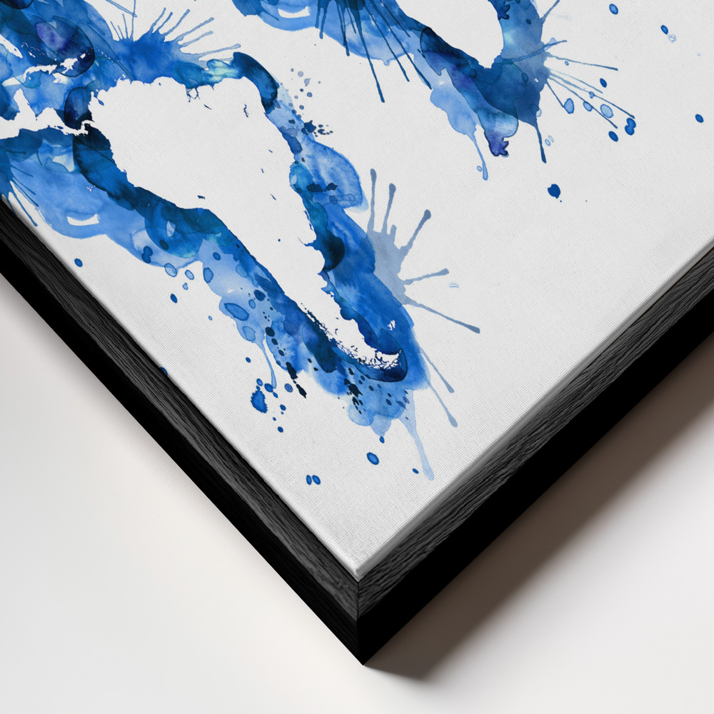 Canvas taulu - Blue strokes world map kehys lähikuvassa - musta kehys