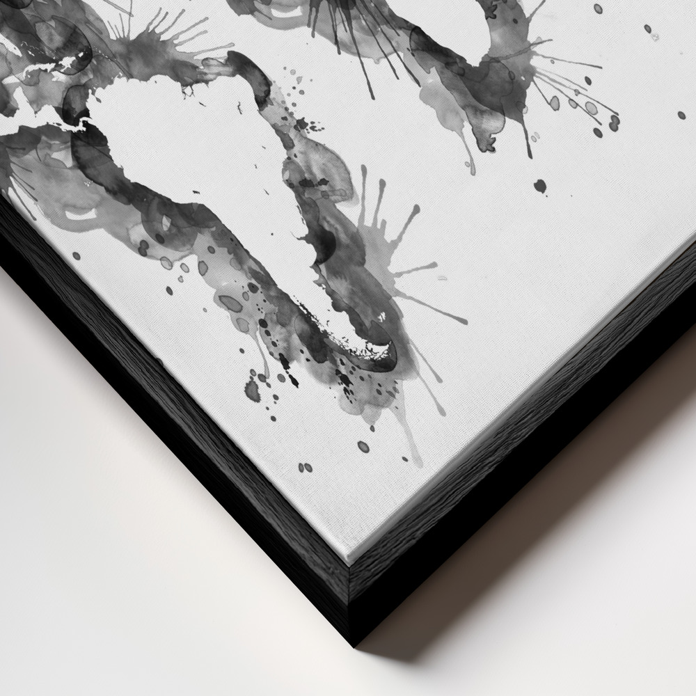 Leinwandbild - Gray strokes world map rahmen Nahaufnahme - schwarzer Rahmen