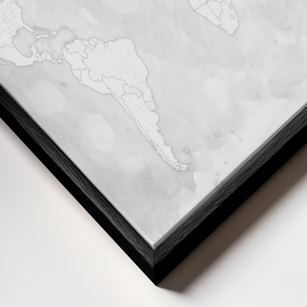 Toile - Xandi world map cadre en gros plan - cadre noir