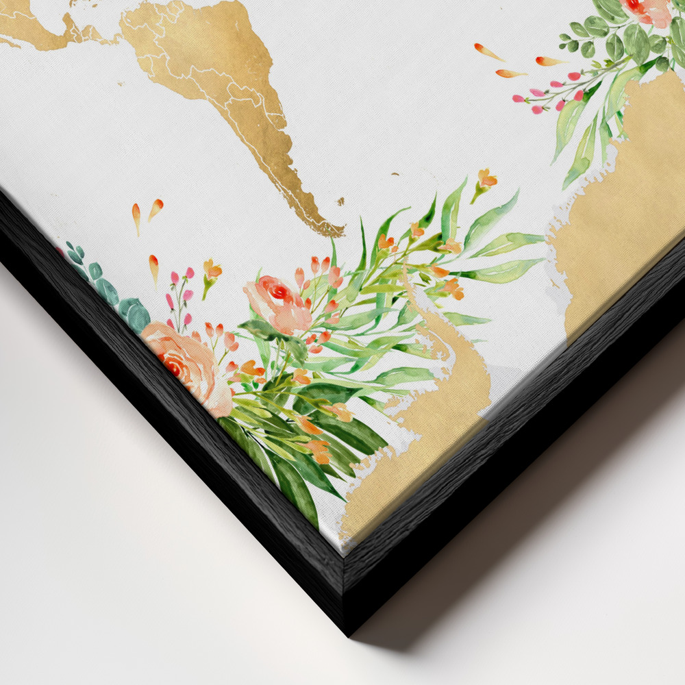 Toile - Blythe world map silhouette cadre en gros plan - cadre noir