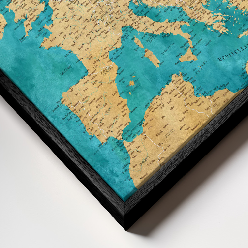 Toile - Lexy detailed Europe map cadre en gros plan - cadre noir