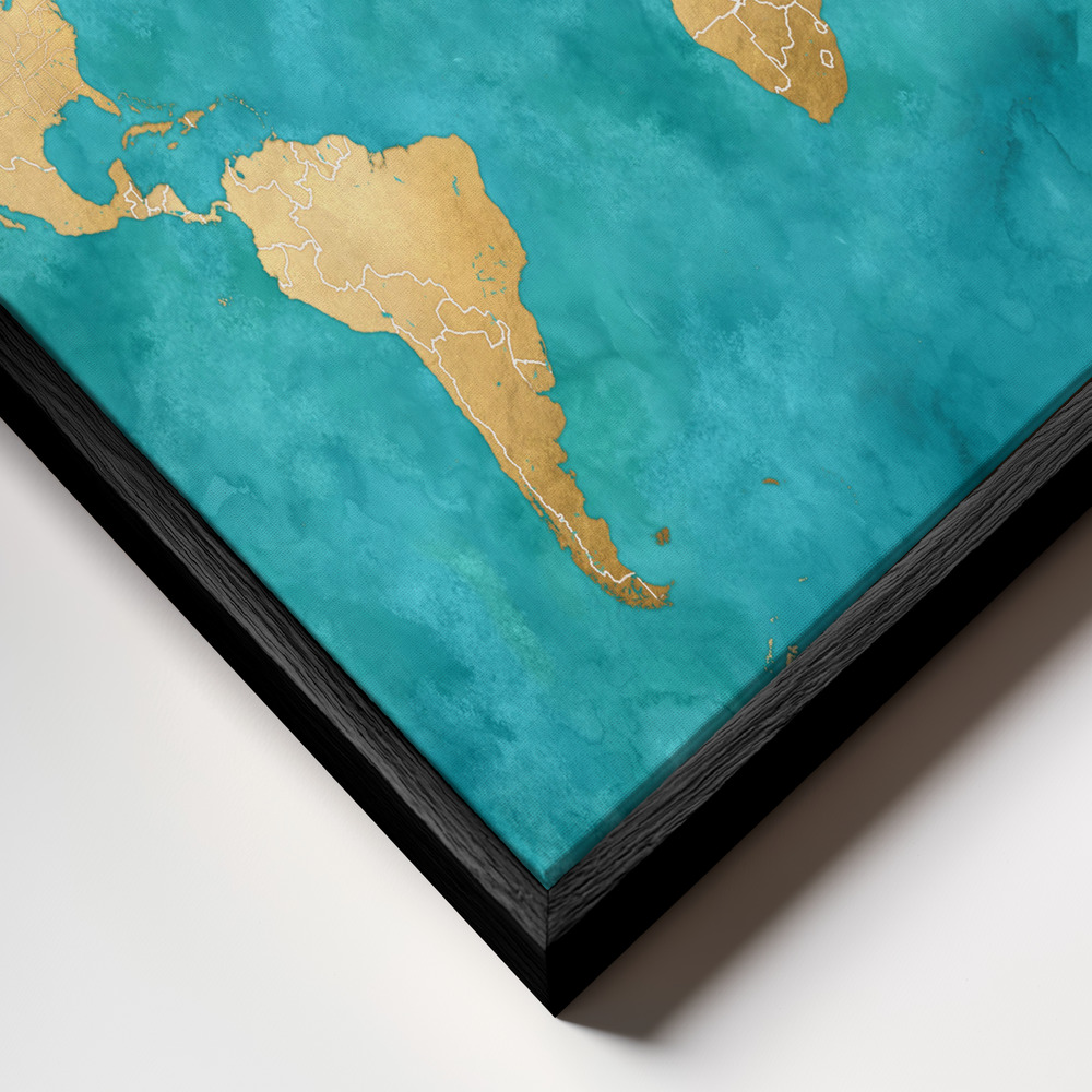 Canvas schilderi - Lexy world map frame close-up - zwart frame