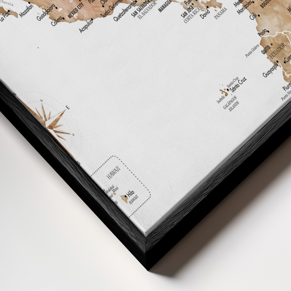 Canvas taulu - Neutral USA and the Caribbean sea map kehys lähikuvassa - musta kehys