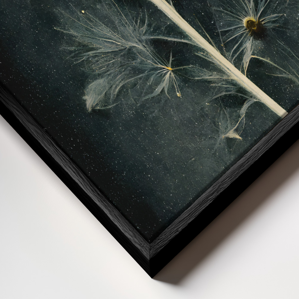 Toile - Dandelion cadre en gros plan - cadre noir