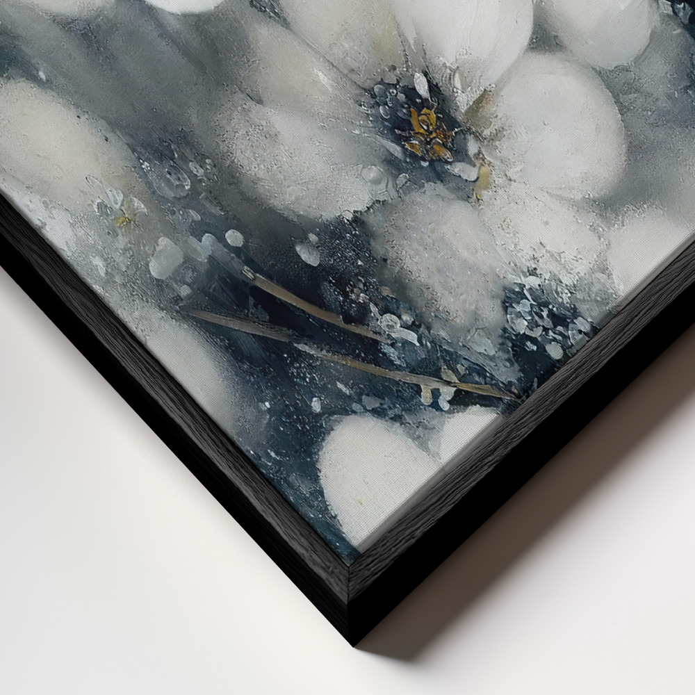 Canvas taulu - Frozen Flowers kehys lähikuvassa - musta kehys