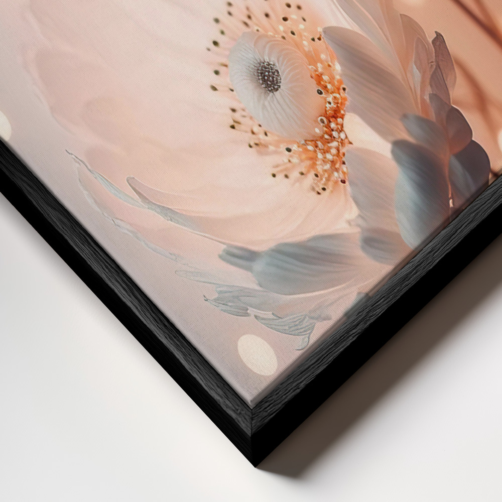 Canvas print - Glowing Patel Pink Flowers frame close up - black frame
