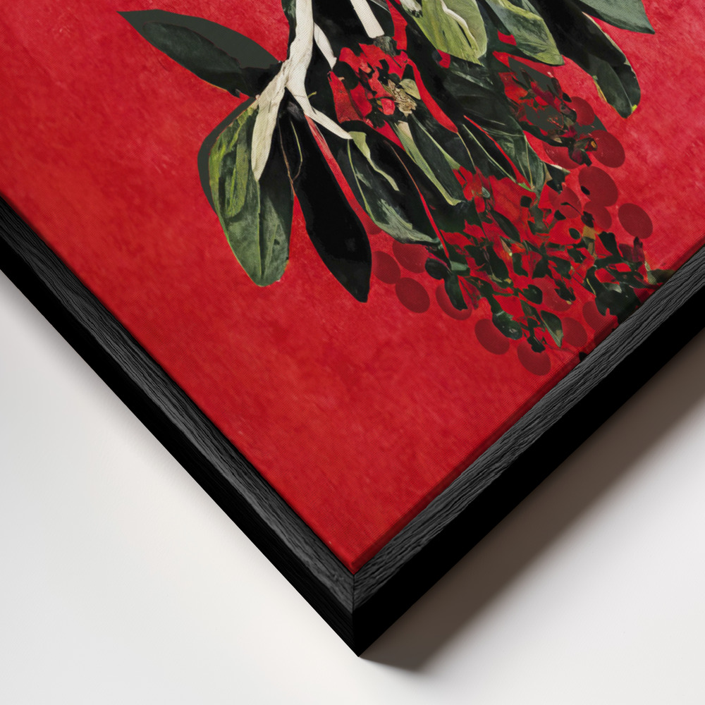 Toile - Painted Mistletoe cadre en gros plan - cadre noir