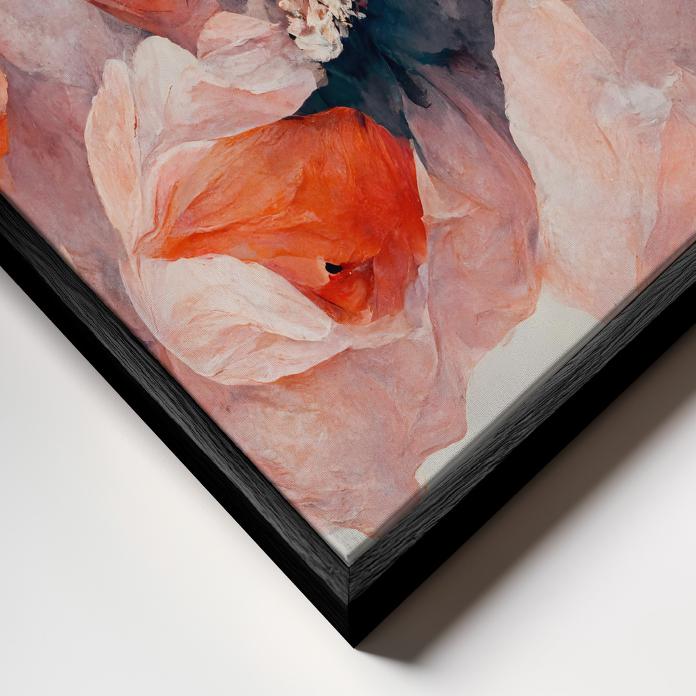 Toile - Salmon Flowers cadre en gros plan - cadre noir