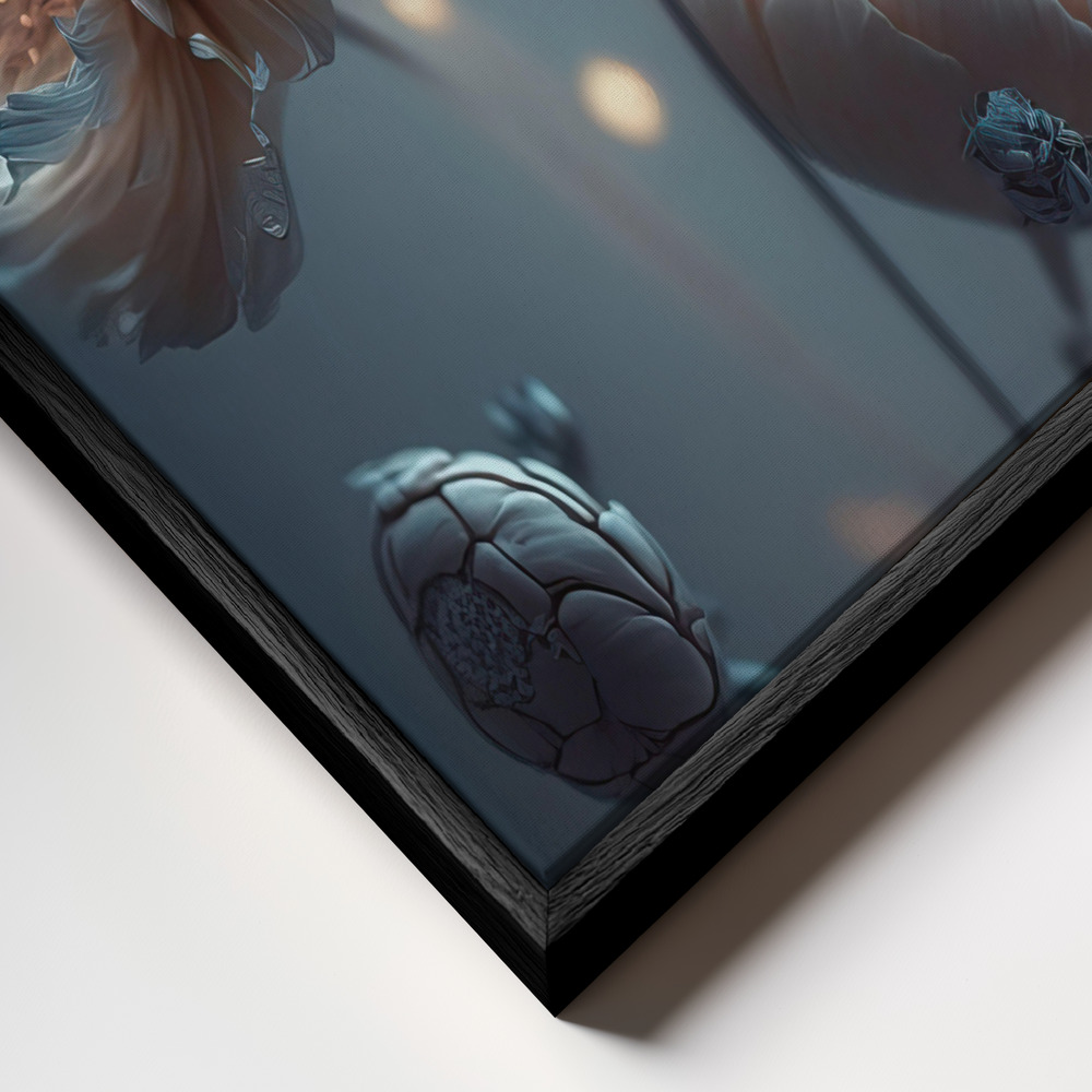 Canvas print - Flowers At Night frame close up - black frame