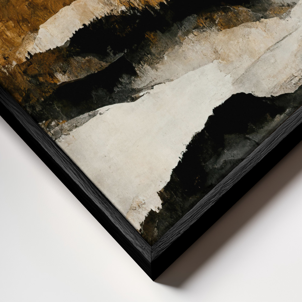 Canvas print - Ochre And Beige Mountains frame close up - black frame