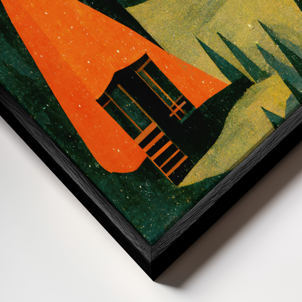 Lienzo - Cabin In The Forest primer plano del marco - marco negro