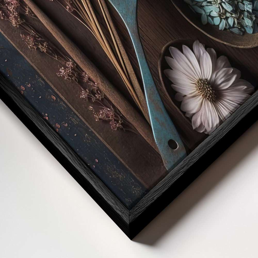 Canvas print - Spices frame close up - black frame