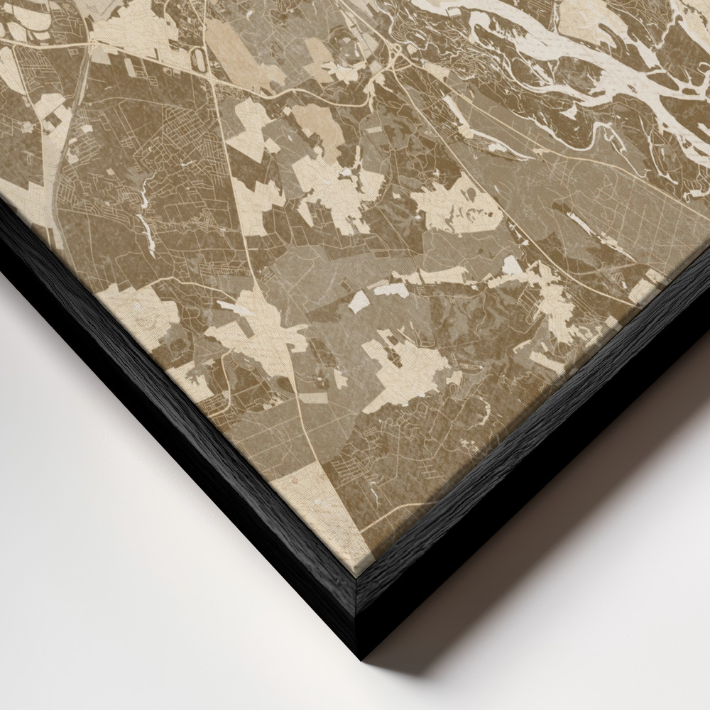Lienzo - Sepia map of Kiev (pre-war) primer plano del marco - marco negro