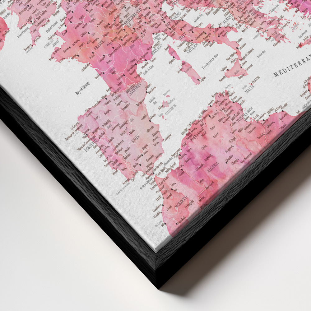 Canvas taulu - Tatiana detailed map of Europe kehys lähikuvassa - musta kehys