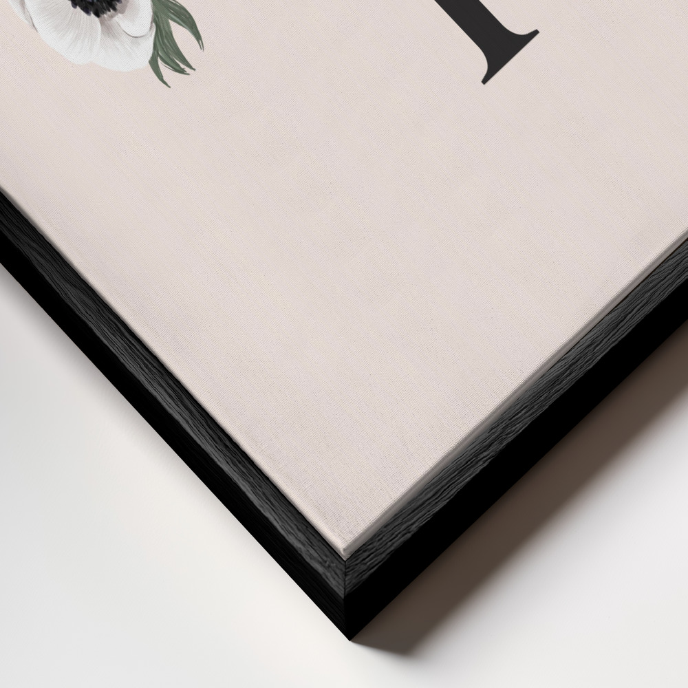 Canvas schilderi - Anemone Hola IV frame close-up - zwart frame