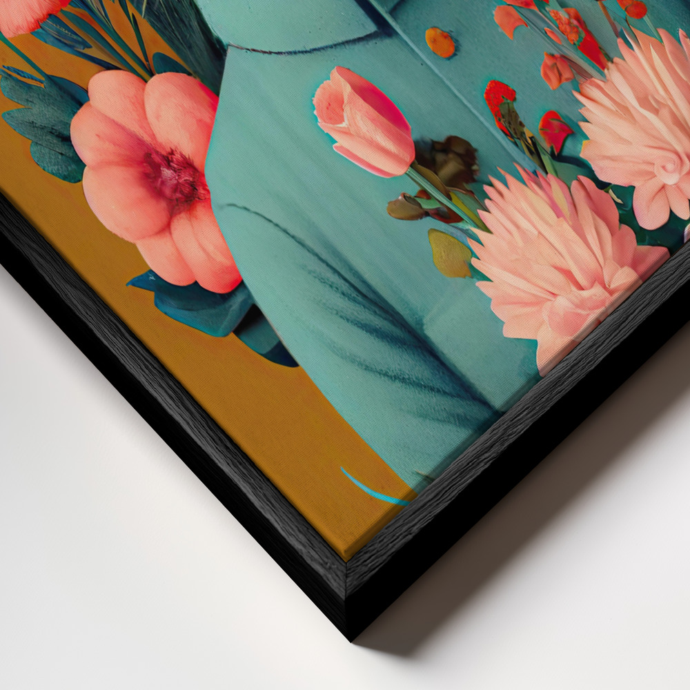 Canvas print - Mr Easter Bunny frame close up - black frame