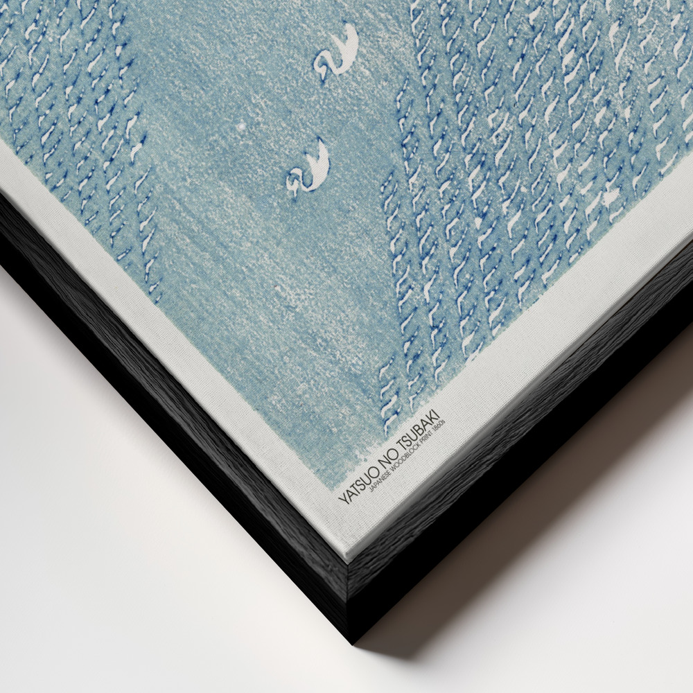 Canvas print - Woodblock Print Blue frame close up - black frame