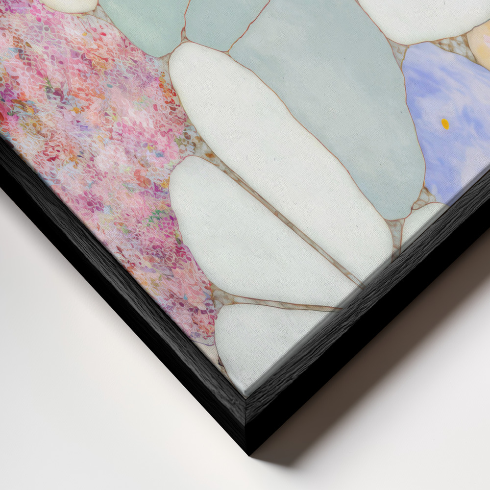 Toile - Floral Mosaic cadre en gros plan - cadre noir
