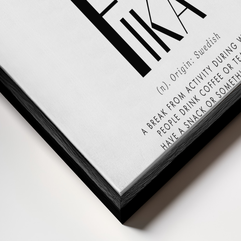 Canvas schilderi - Fika illustrated definition frame close-up - zwart frame