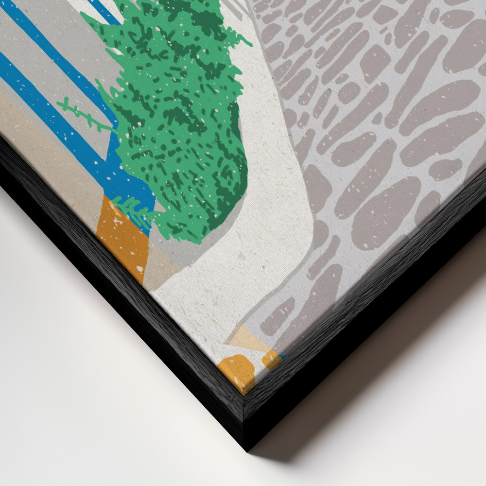 Canvas print - A Street in Greece frame close up - black frame