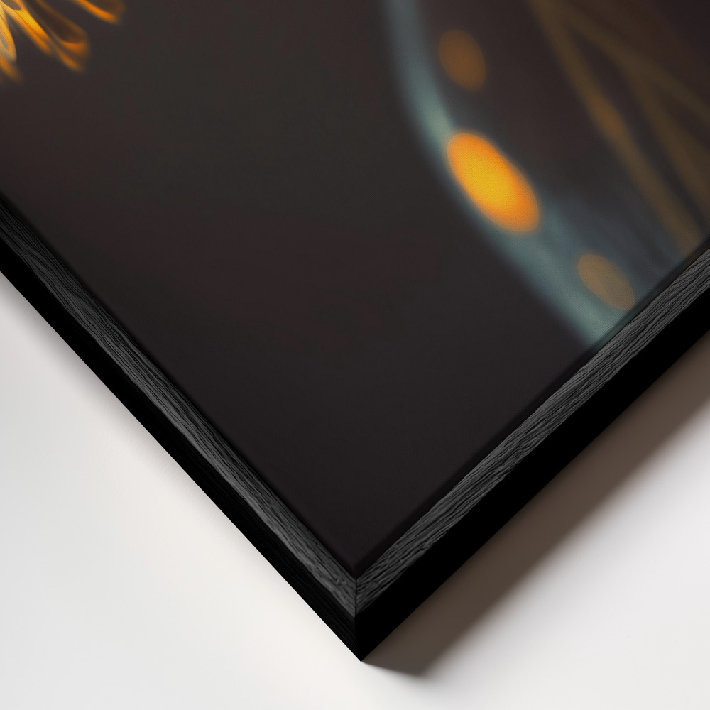 Canvas print - Flowers In Low Light frame close up - black frame