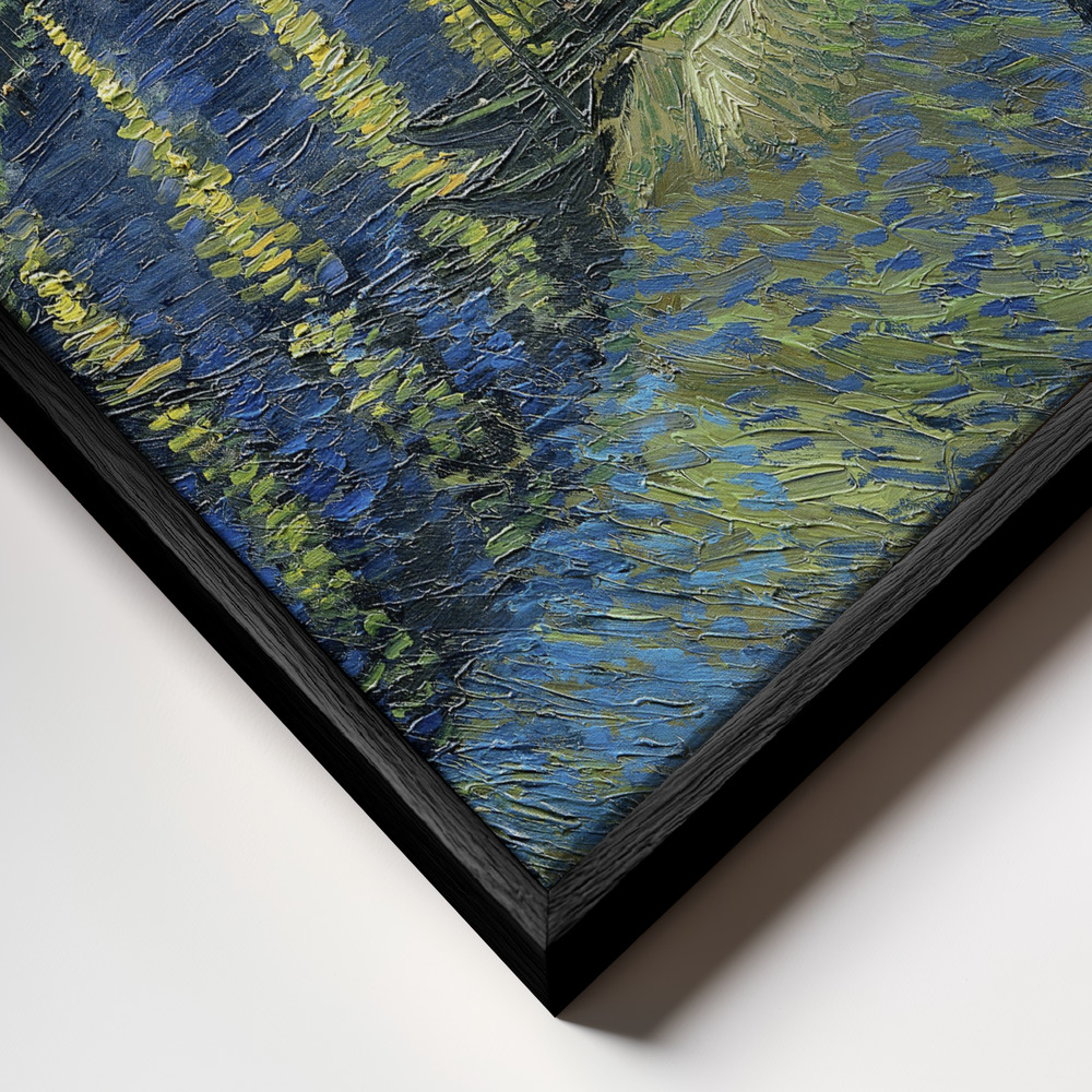 Toile - The Starry Night Over The Rhone cadre en gros plan - cadre noir