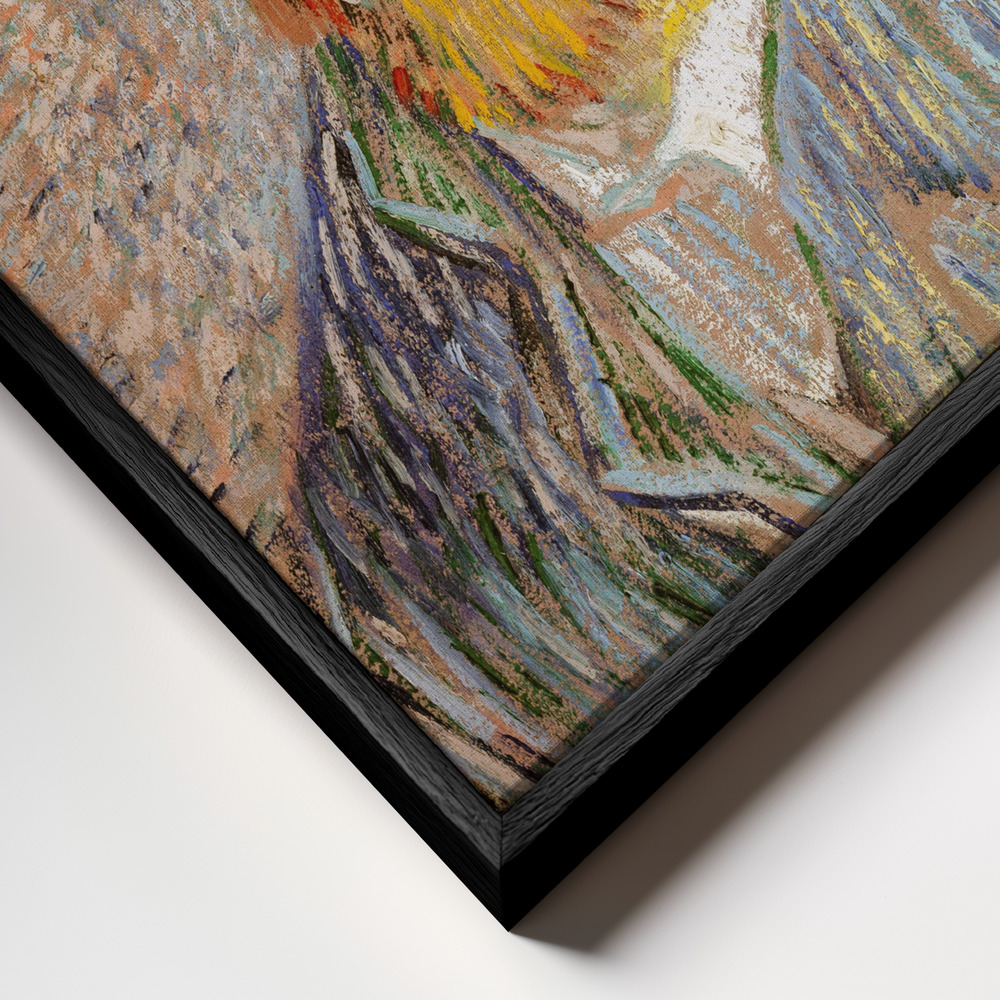 Toile - Self Portrait With Straw Hat cadre en gros plan - cadre noir