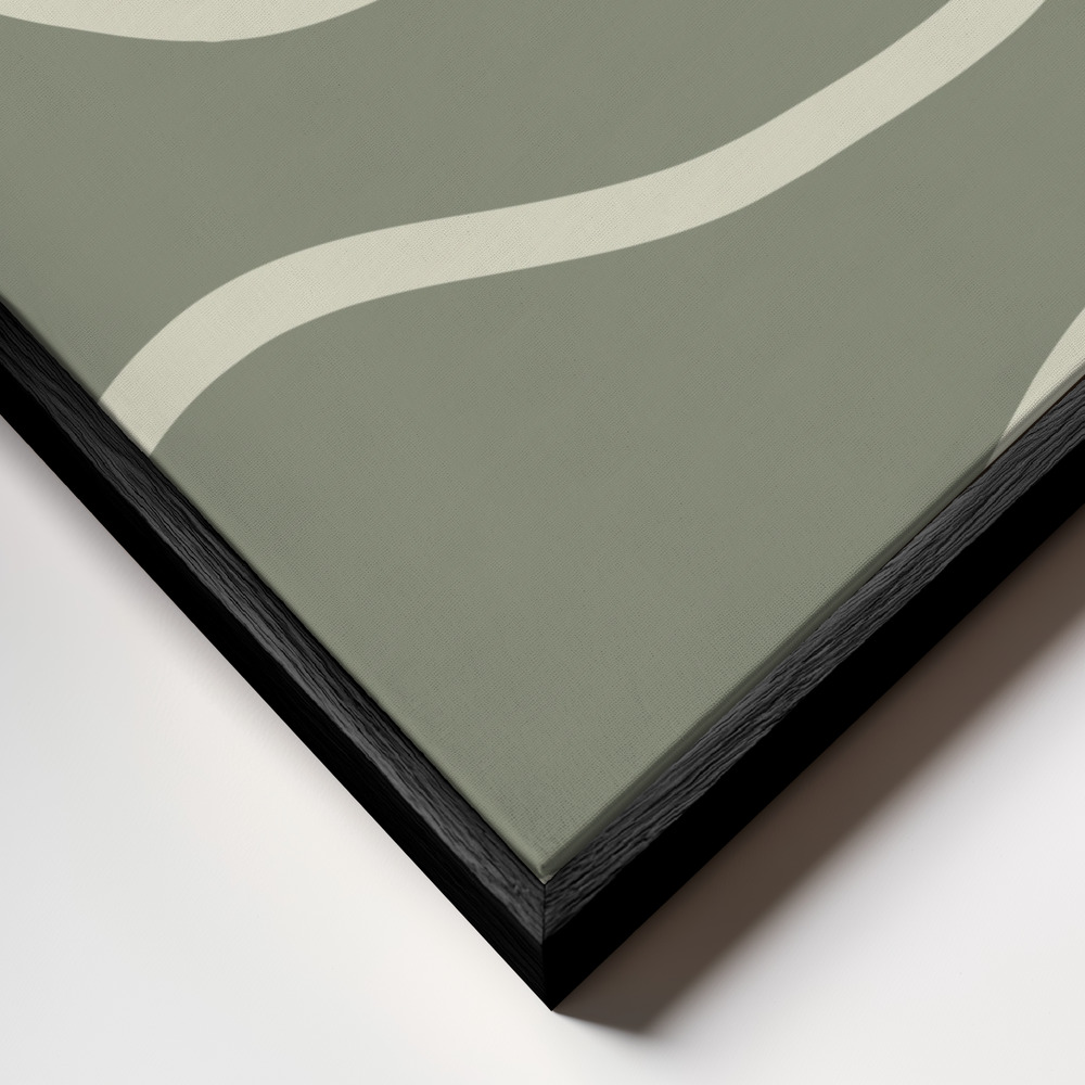 Lærred - Green Lines 02 ramme nærbillede - sort ramme