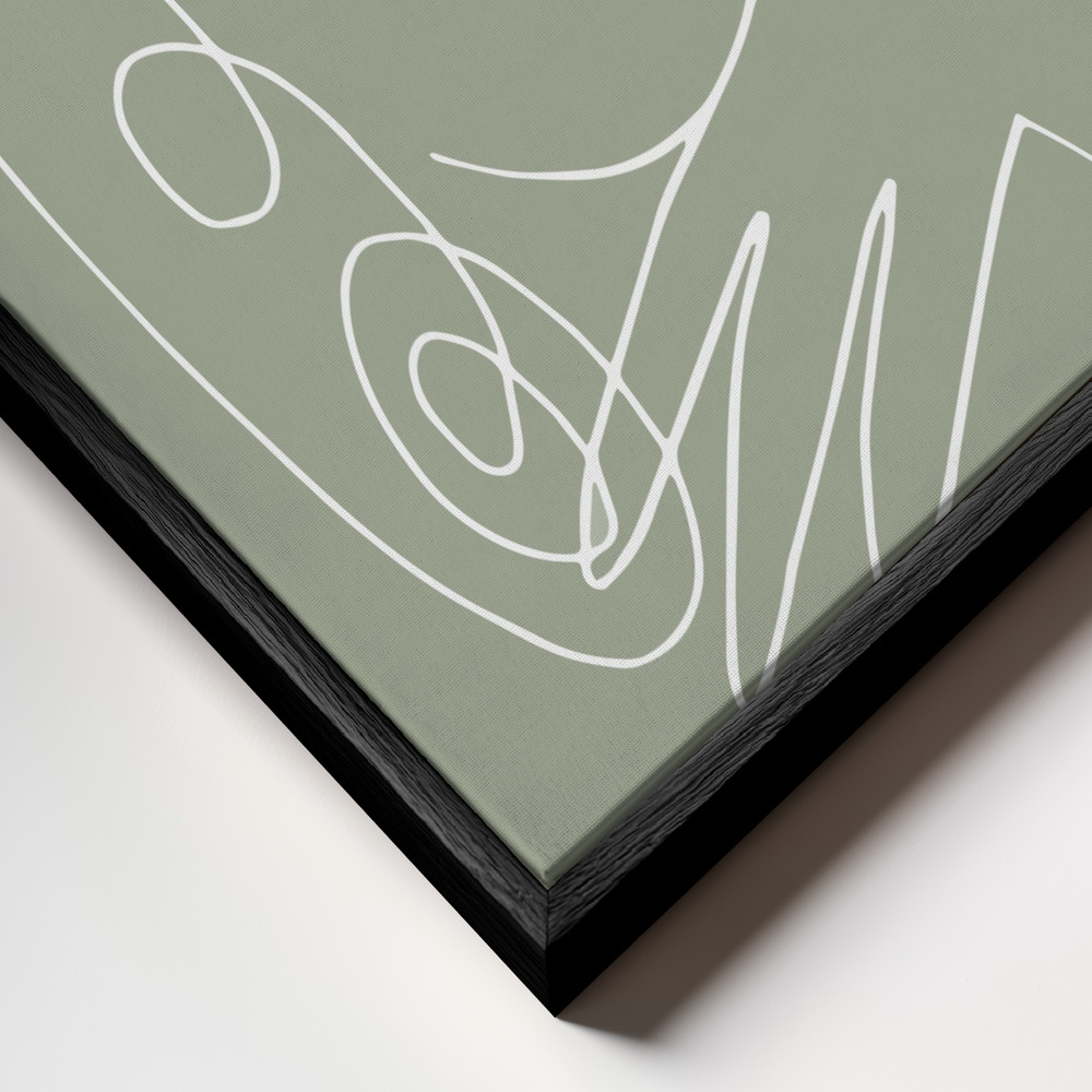 Canvas schilderi - Woman Green frame close-up - zwart frame