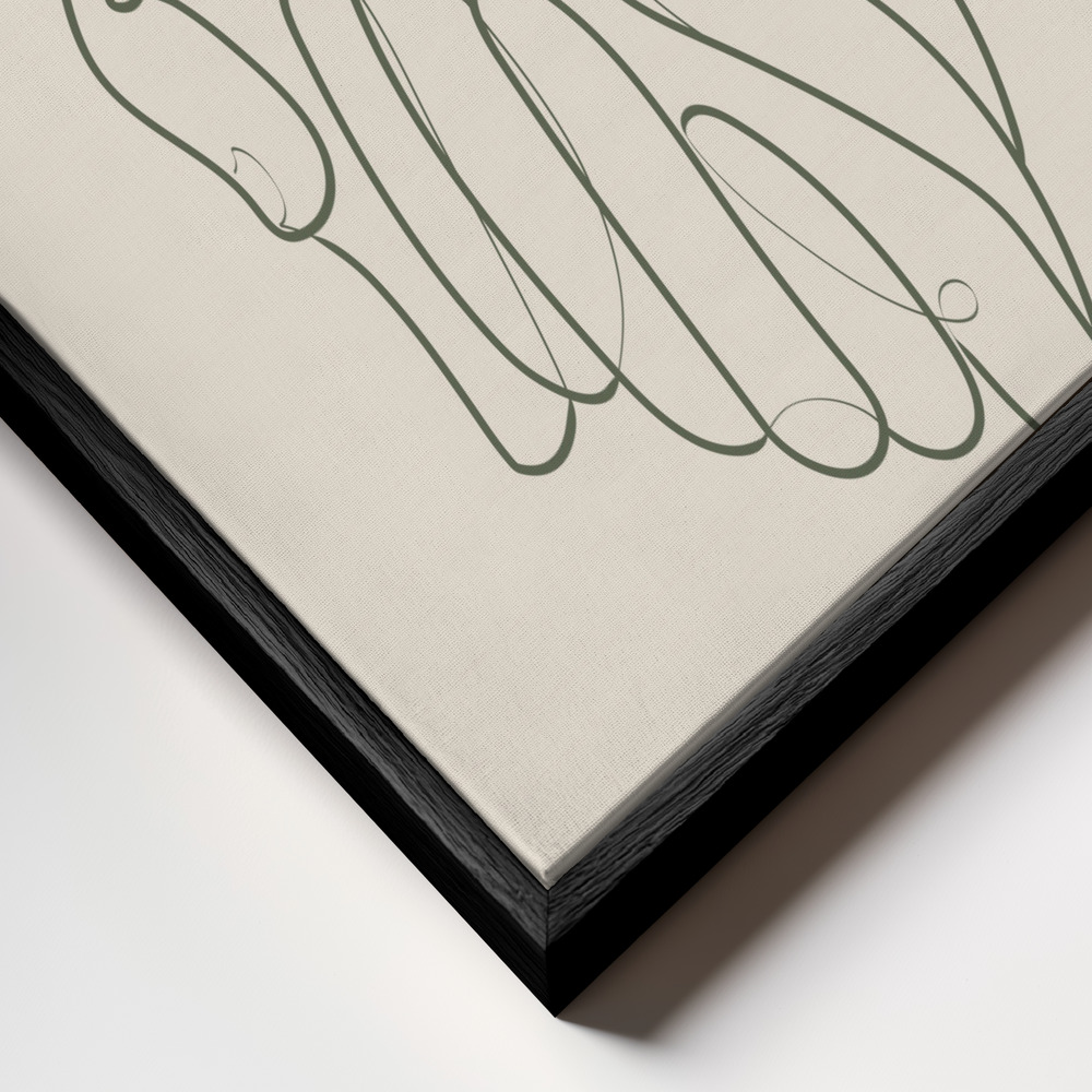 Canvas schilderi - Holding Hands Green frame close-up - zwart frame