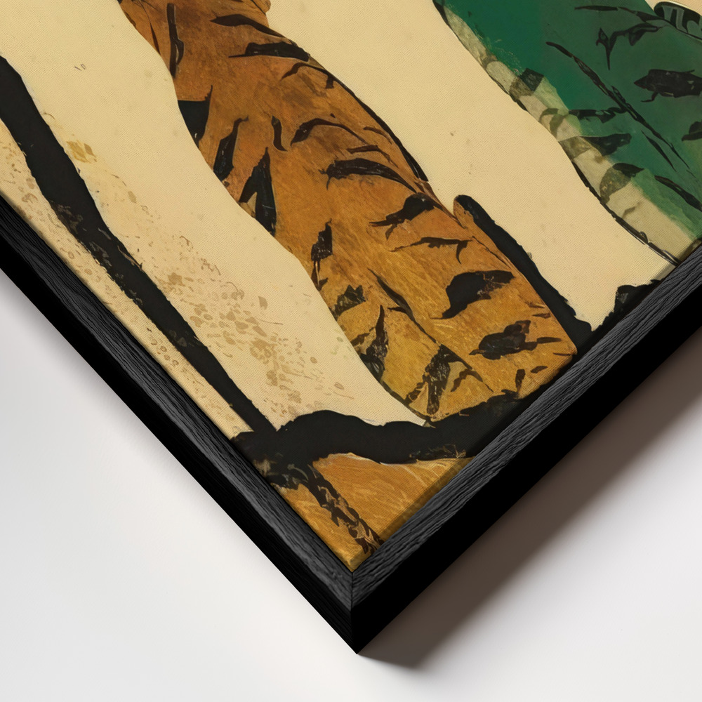 Toile - Resting Tigers cadre en gros plan - cadre noir