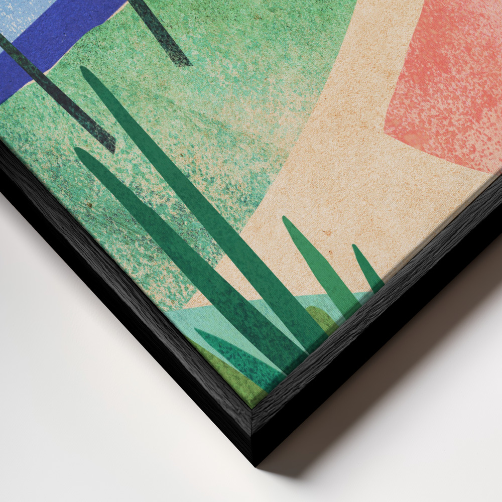 Canvas schilderi - Beach Girl frame close-up - zwart frame