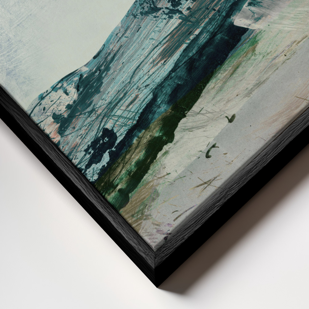 Lærred - Mountains ramme nærbillede - sort ramme