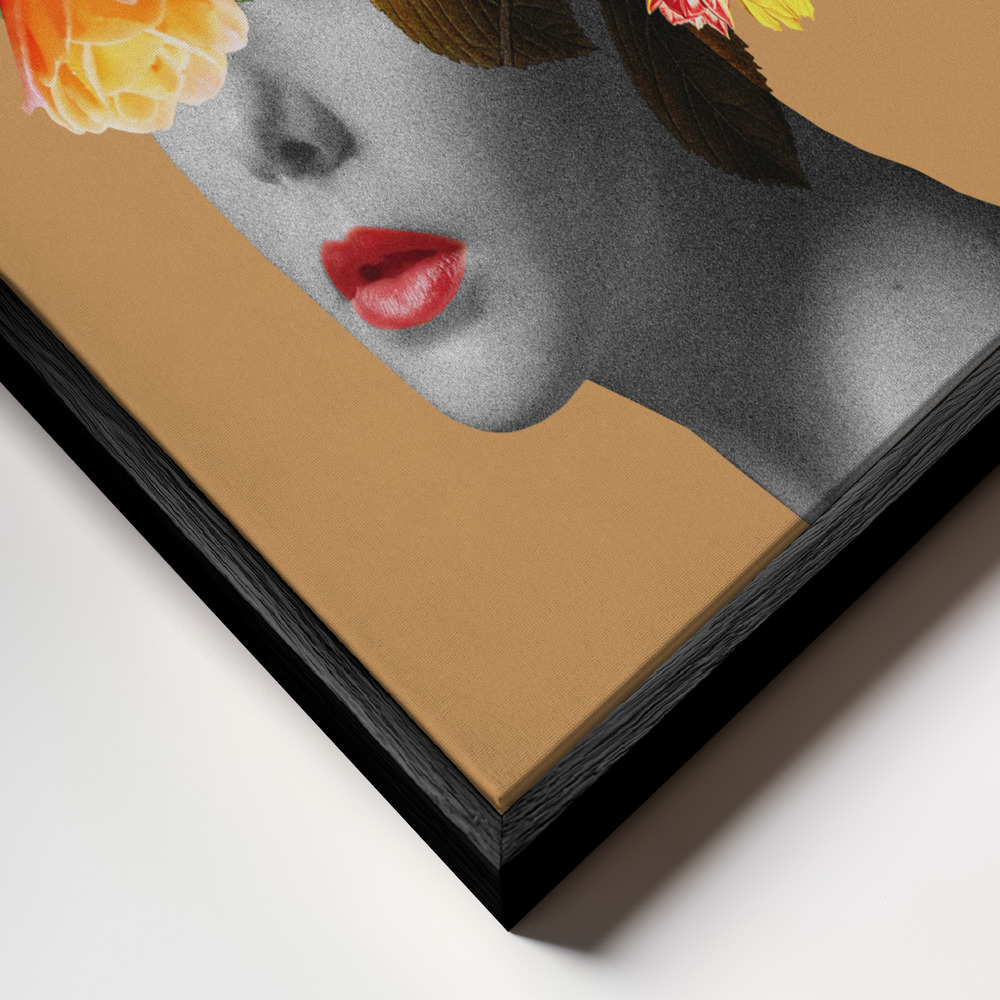 Stampe su tela - Floral portrait primo piano della cornice - cornice nera