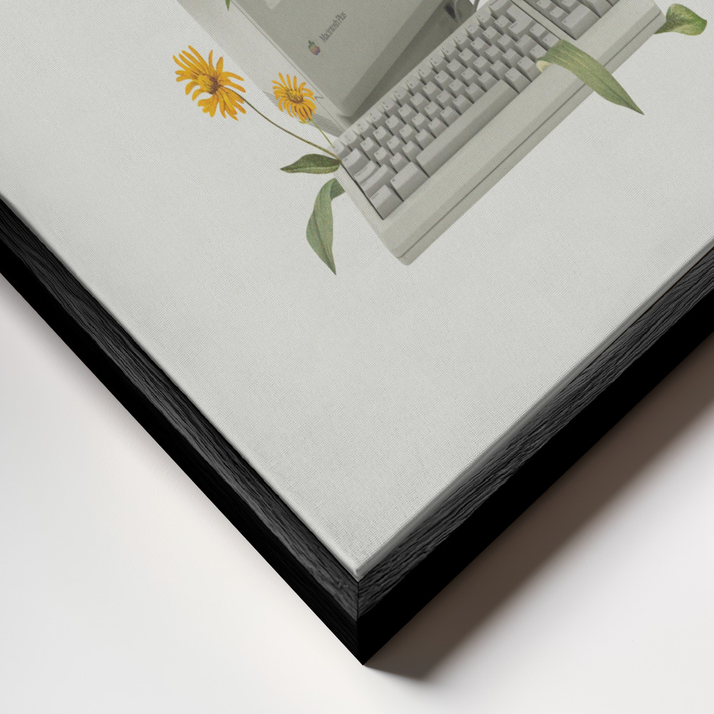 Canvas schilderi - Floral vintage computer frame close-up - zwart frame