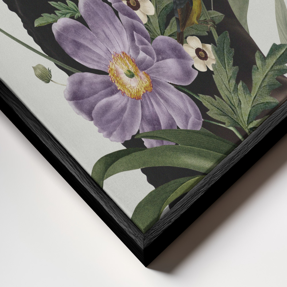 Canvas schilderi - Purple flower frame close-up - zwart frame